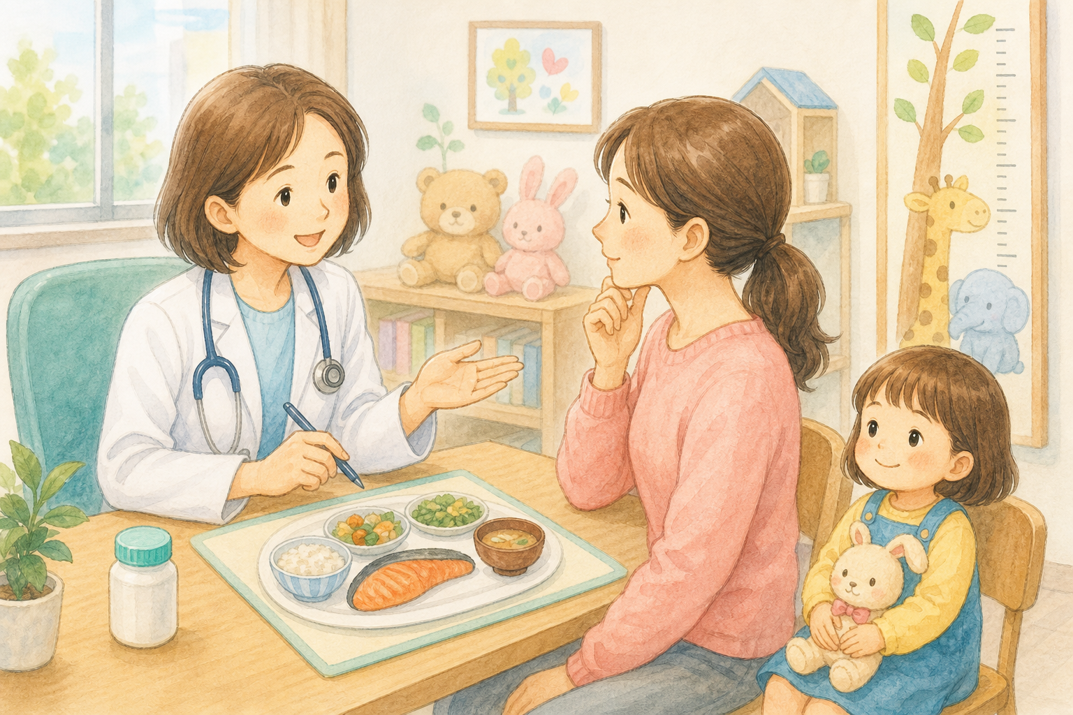 子どもの栄養について小児科医に相談する保護者